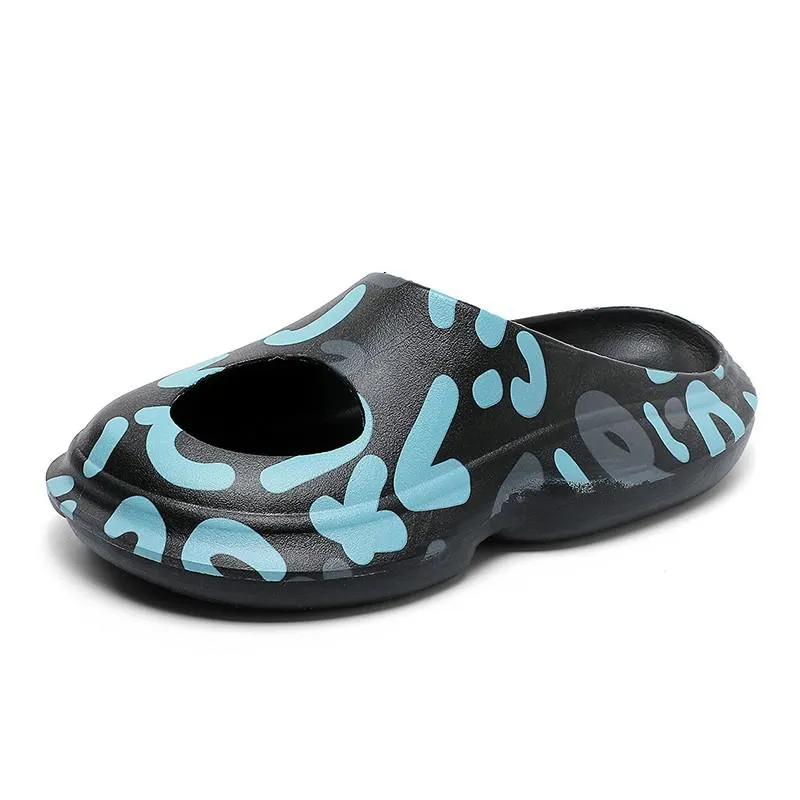 Ferris Printed Peep Top Rubber Moccasin Slippers - 3 Colors