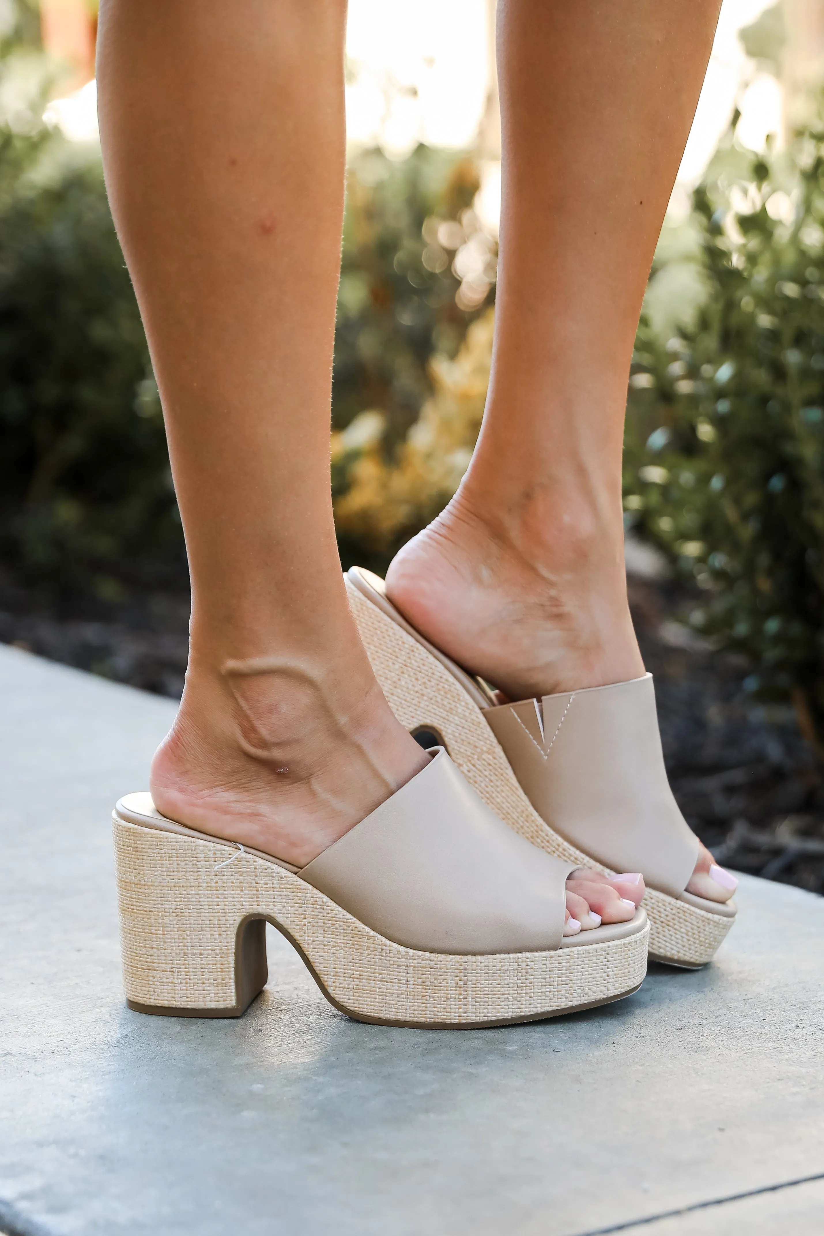 FINAL SALE - Sunny Steps Nude Platform Heels