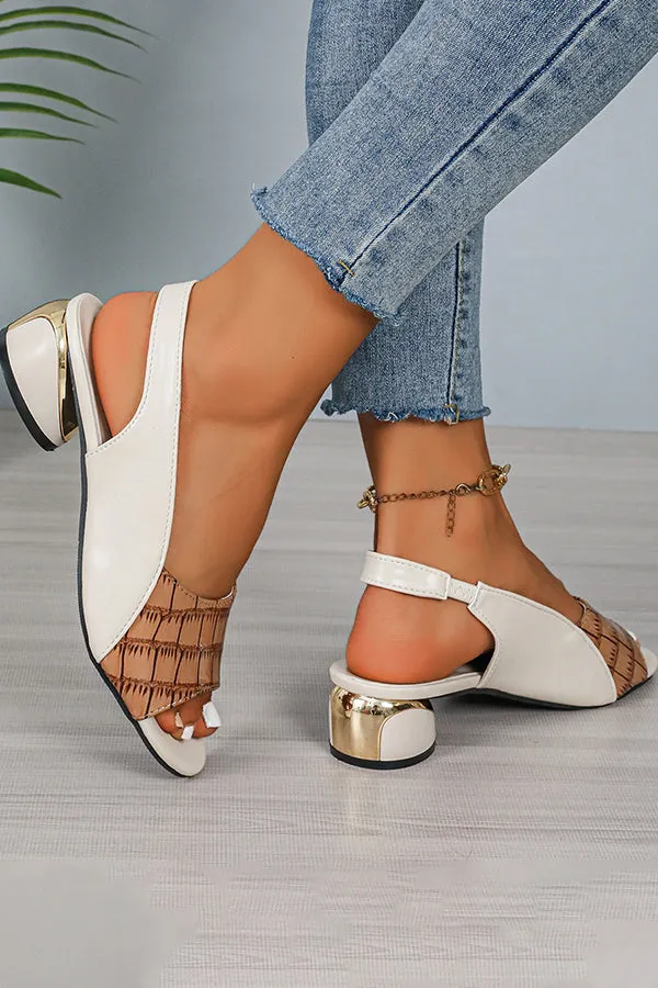 Fish Mouth Stitching Mid-Heel Buckle Sandals