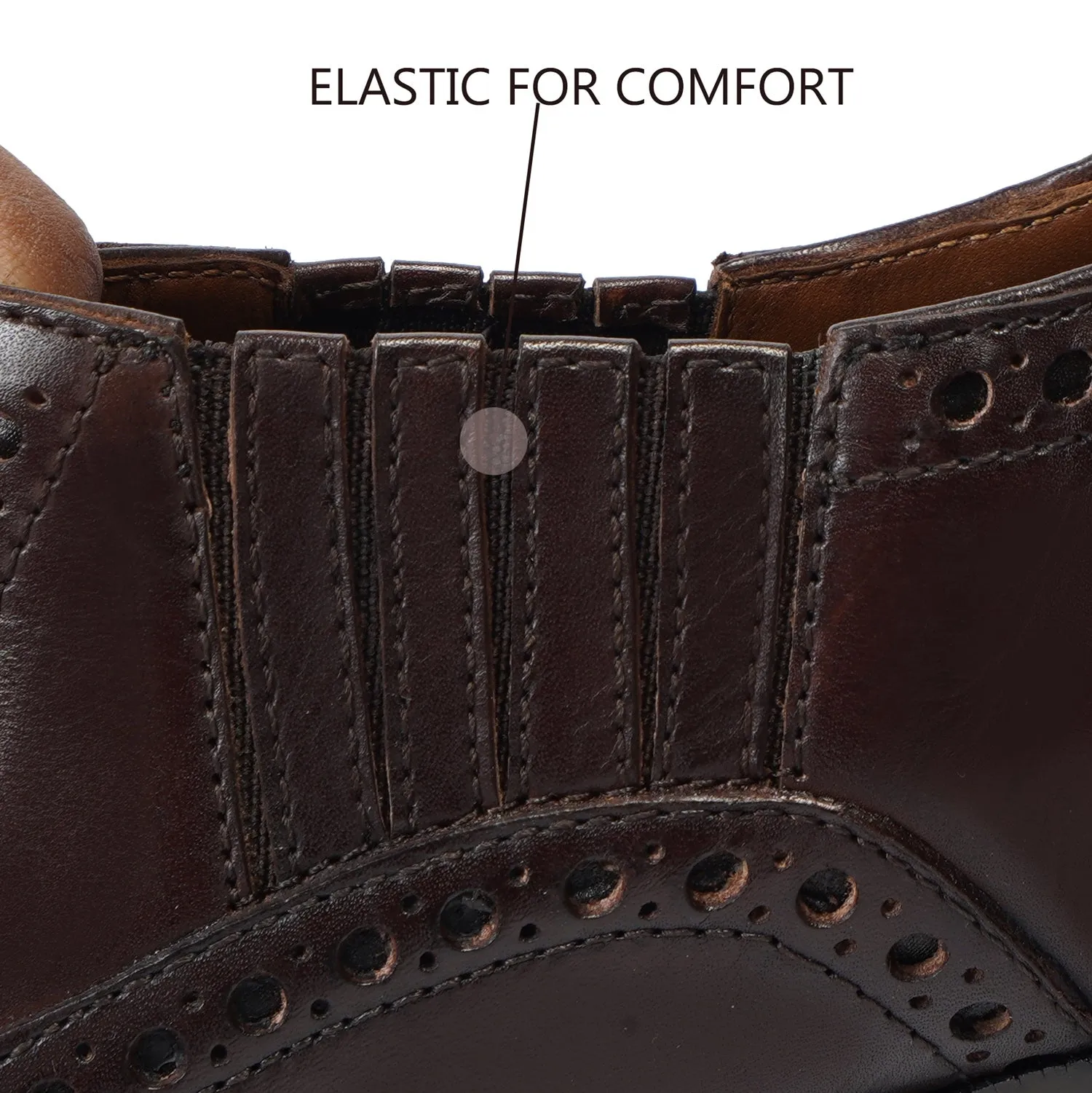 Fixed Lace-Up Lazy Man Formal Shoes in Dark Brown Leather with Stylish Wingtip Punching Brogue Design