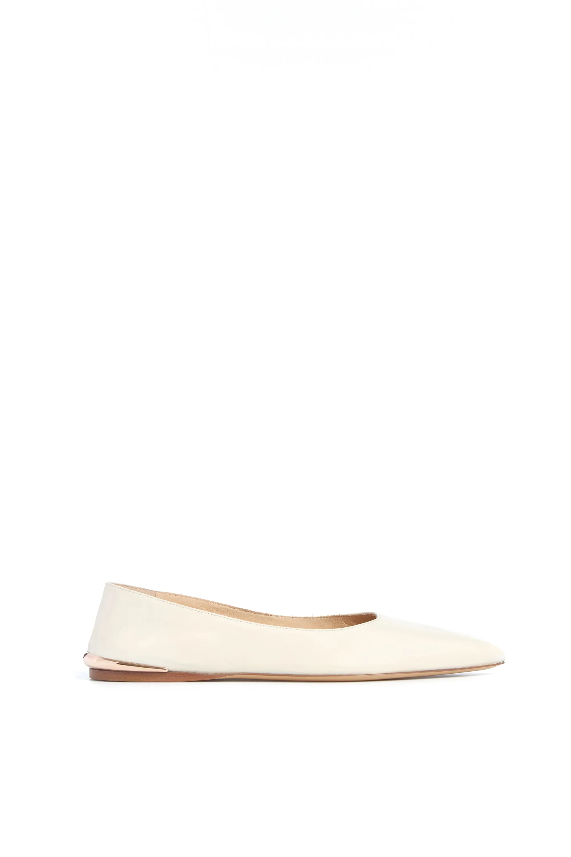 Fleur Ballerina Flat Shoe in Ivory Nappa Leather