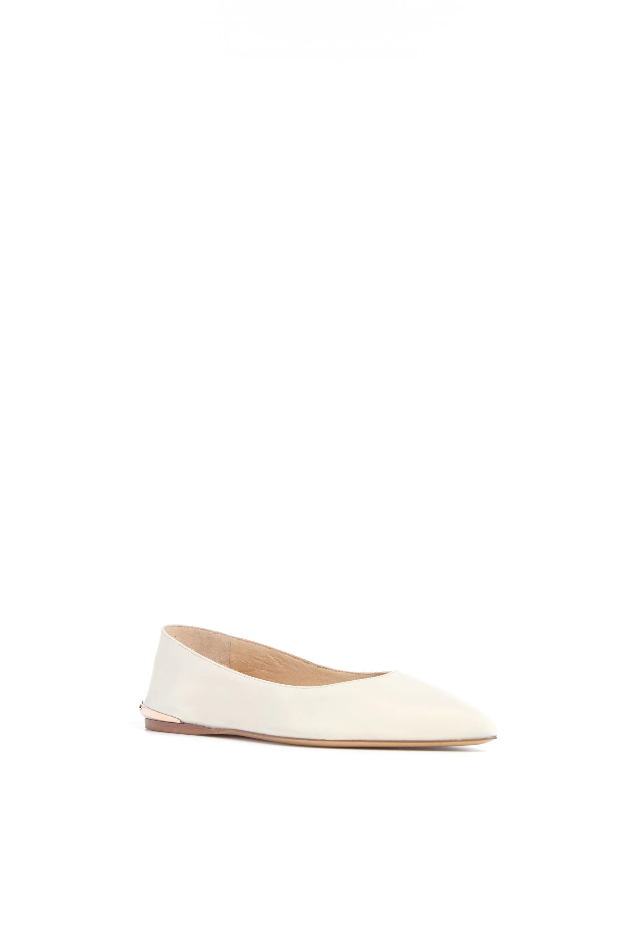 Fleur Ballerina Flat Shoe in Ivory Nappa Leather