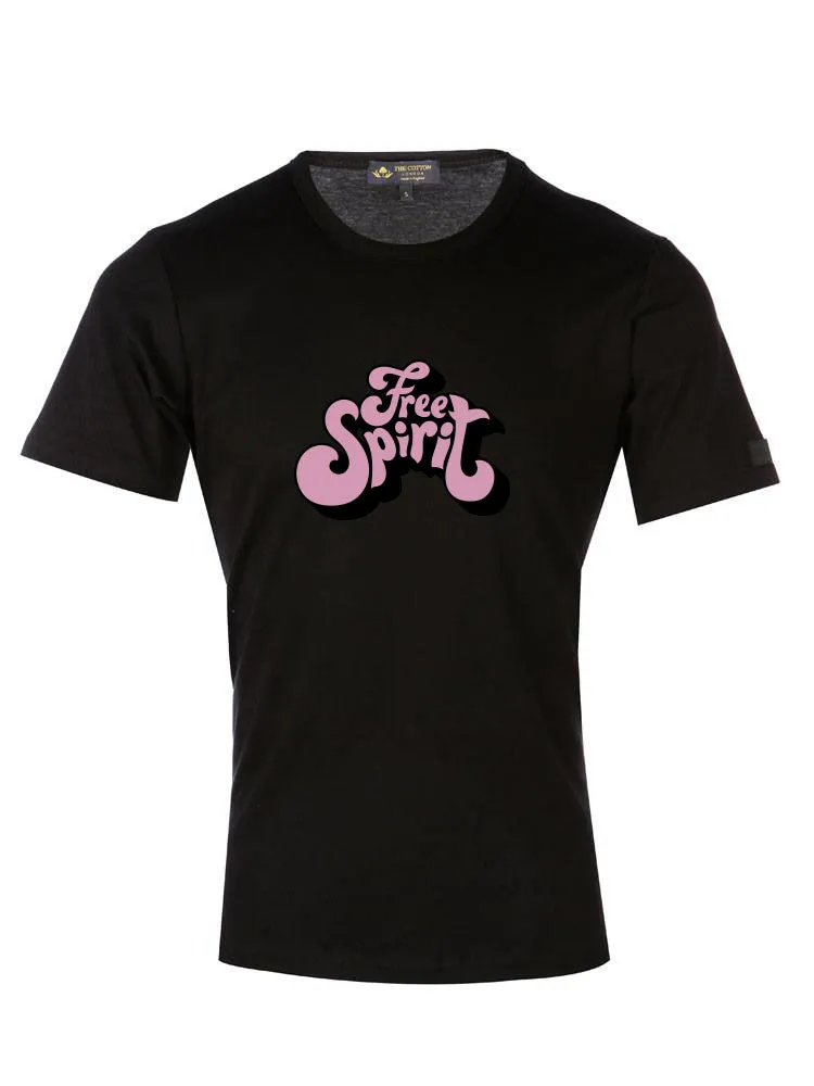 'Free Spirit' Text Black T-Shirt