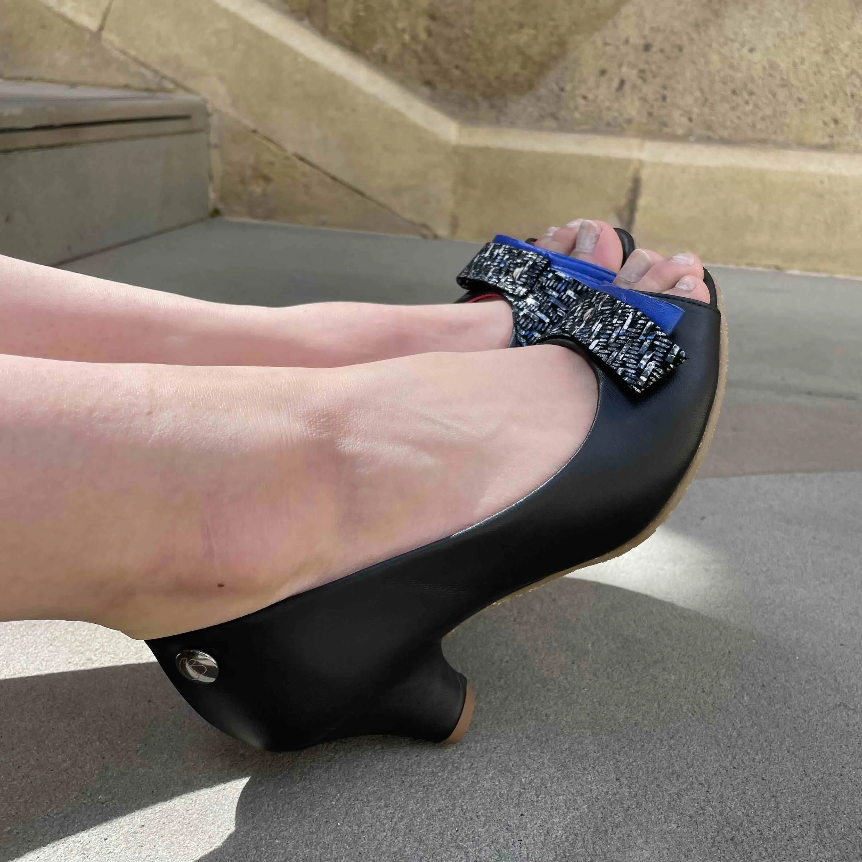 Frise - Black Blue open toe shoe- sizes 36 and 41 left!