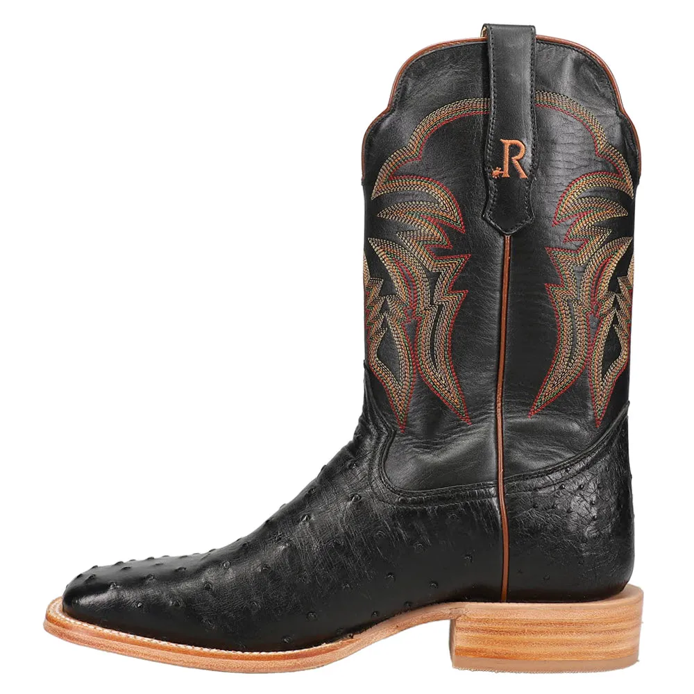 Full Quill Ostrich Embroidery Square Toe Cowboy Boots