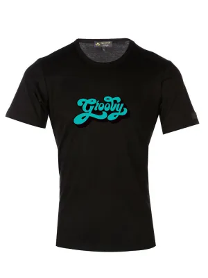 'Groovy' Retro Style Text Black T-Shirt