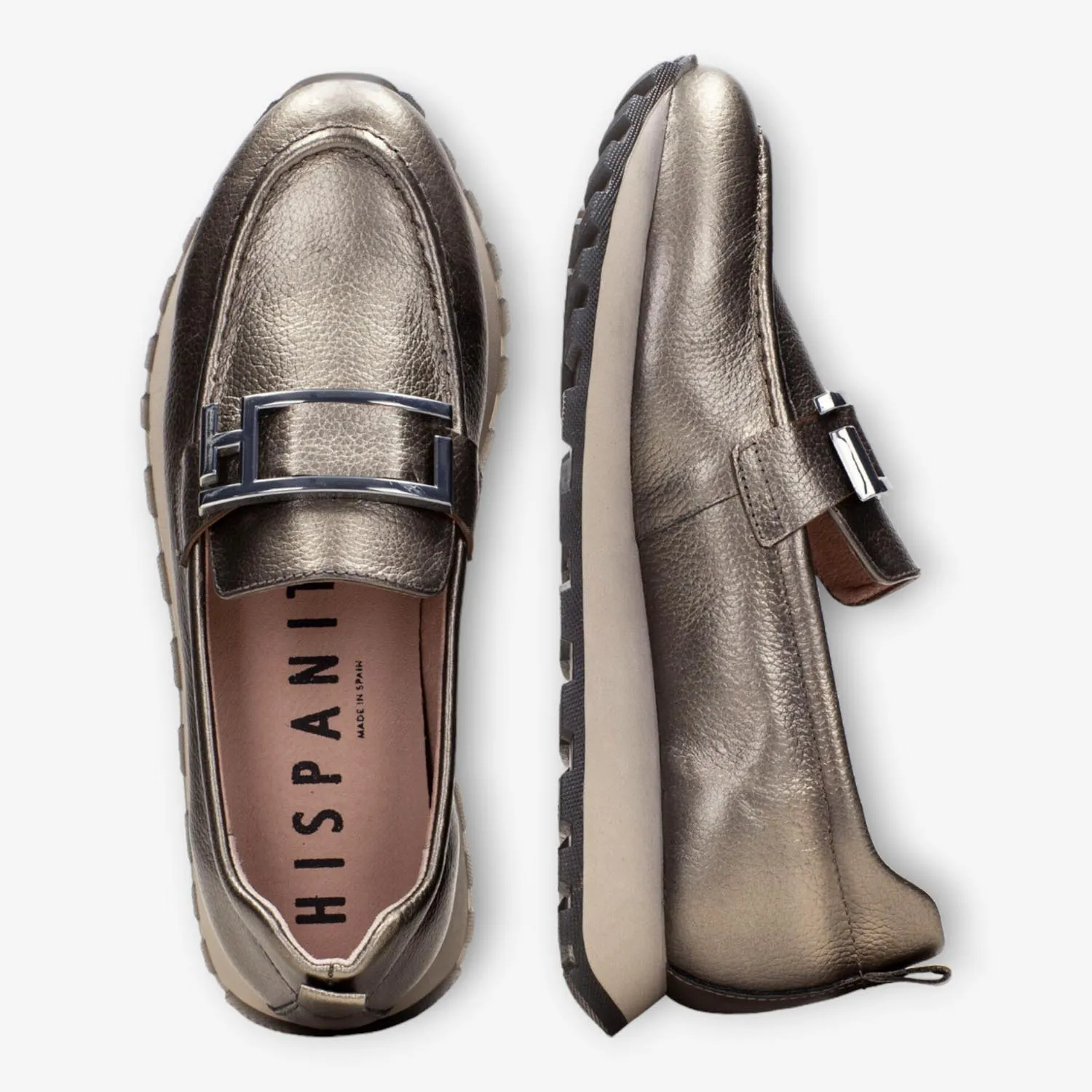 Hispanitas Sport Moccasin Loira Grey with Silver Buckle and TRIFLOW