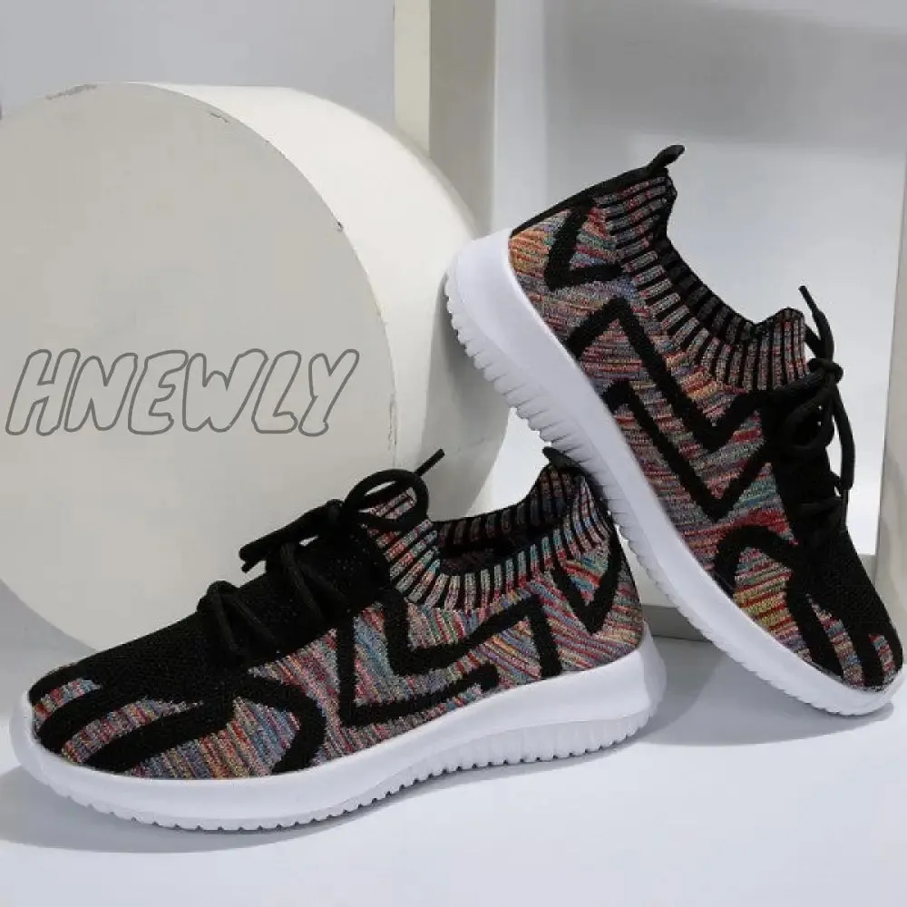 Hnewly - Black Casual Sportswear Daily Patchwork Frenulum Round Comfortable Out Door Shoes