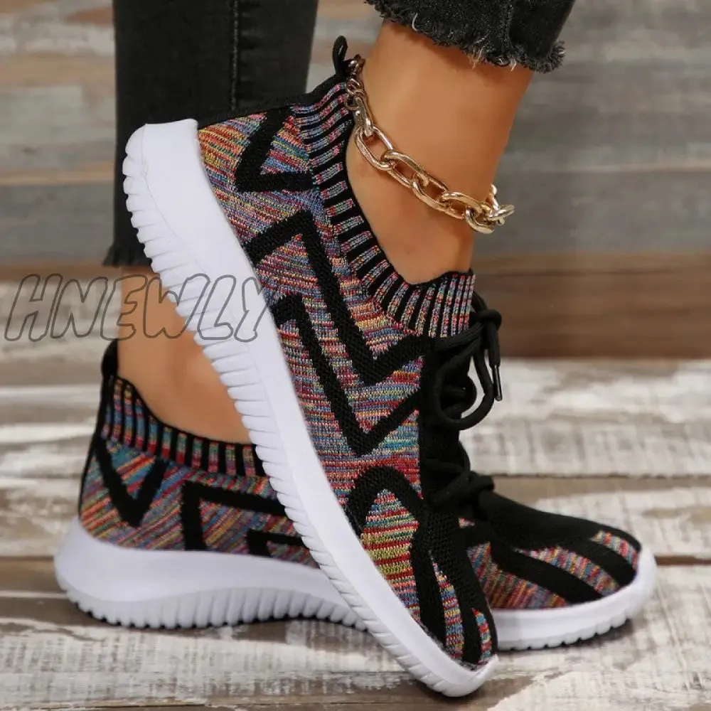 Hnewly - Black Casual Sportswear Daily Patchwork Frenulum Round Comfortable Out Door Shoes