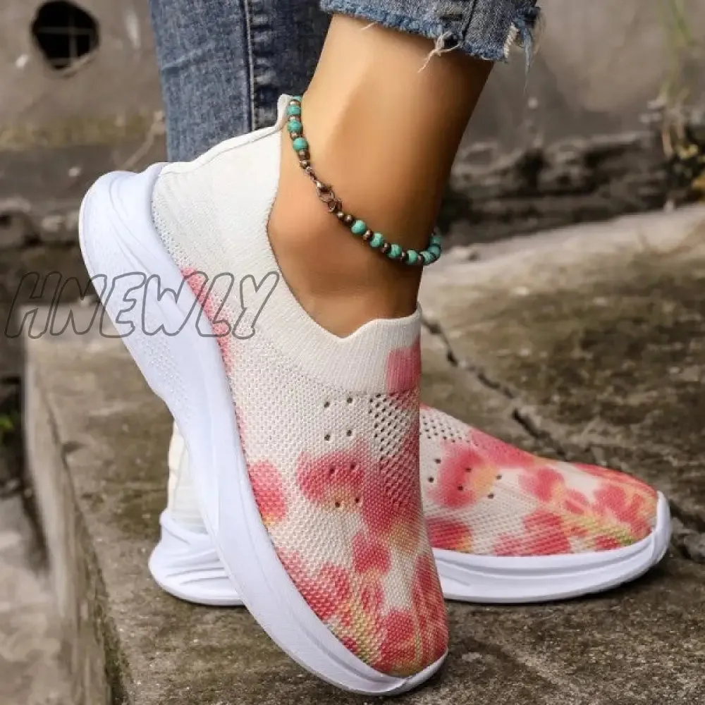 Hnewly - Pink Casual Sportswear Daily Patchwork Tie-dye Round Mesh Breathable Comfortable Out Door Shoes