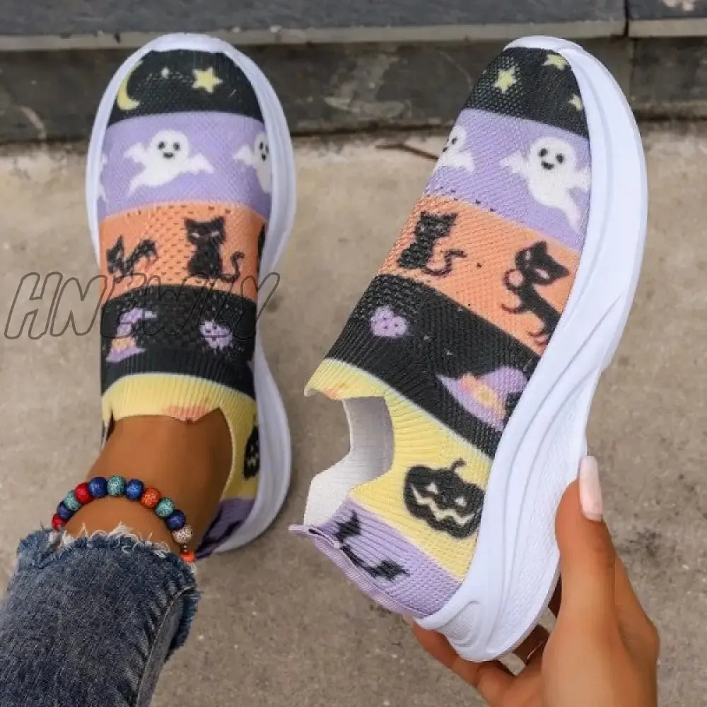 Hnewly - Purple Casual Sportswear Daily Patchwork Printing Round Comfortable Out Door Shoes