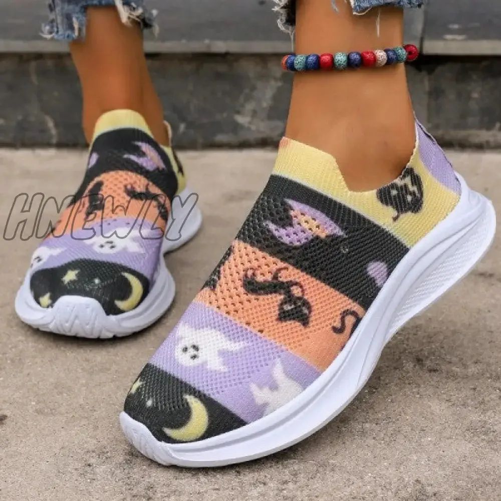 Hnewly - Purple Casual Sportswear Daily Patchwork Printing Round Comfortable Out Door Shoes