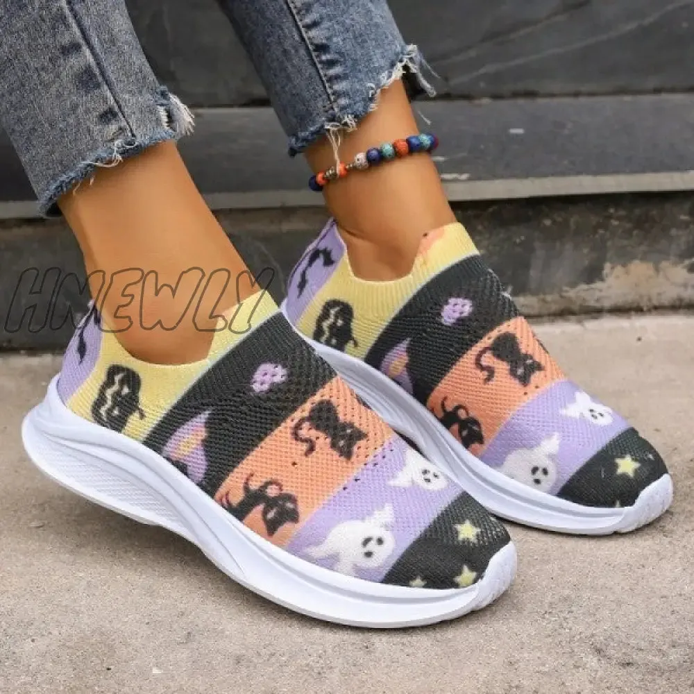 Hnewly - Purple Casual Sportswear Daily Patchwork Printing Round Comfortable Out Door Shoes