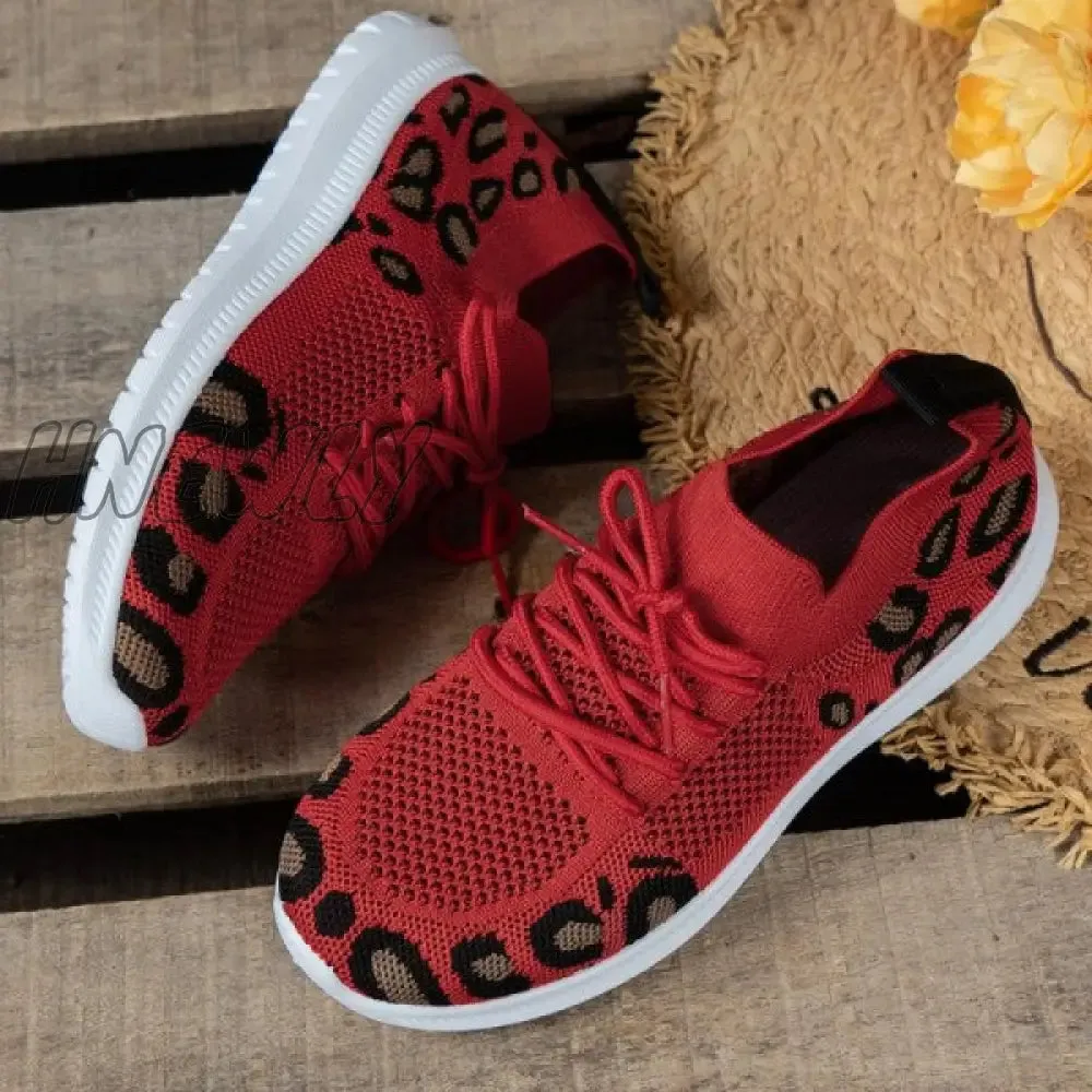 Hnewly - Red Casual Sportswear Daily Patchwork Frenulum Round Comfortable Shoes