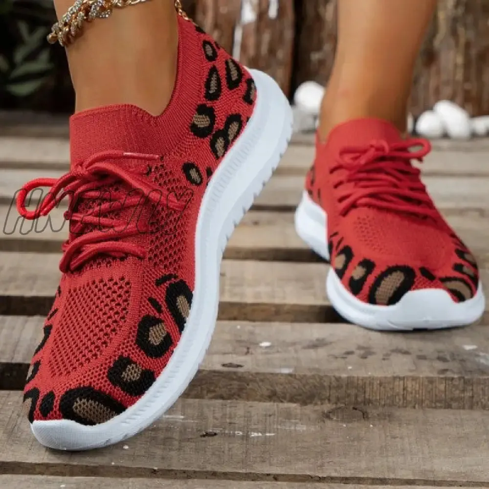 Hnewly - Red Casual Sportswear Daily Patchwork Frenulum Round Comfortable Shoes