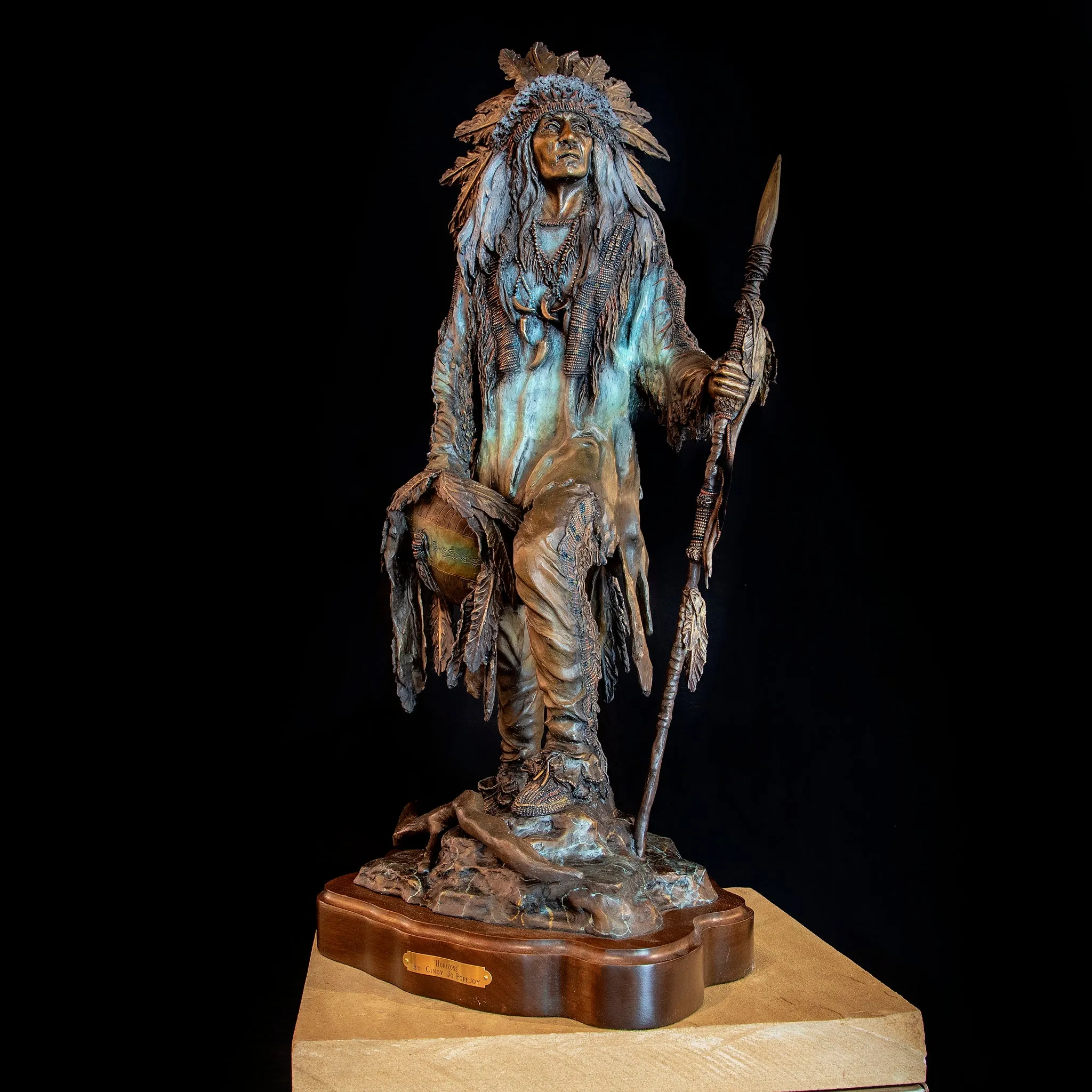 Horizons -- Native American Bronze Statue Portrayal by Cindy Jo Popejoy