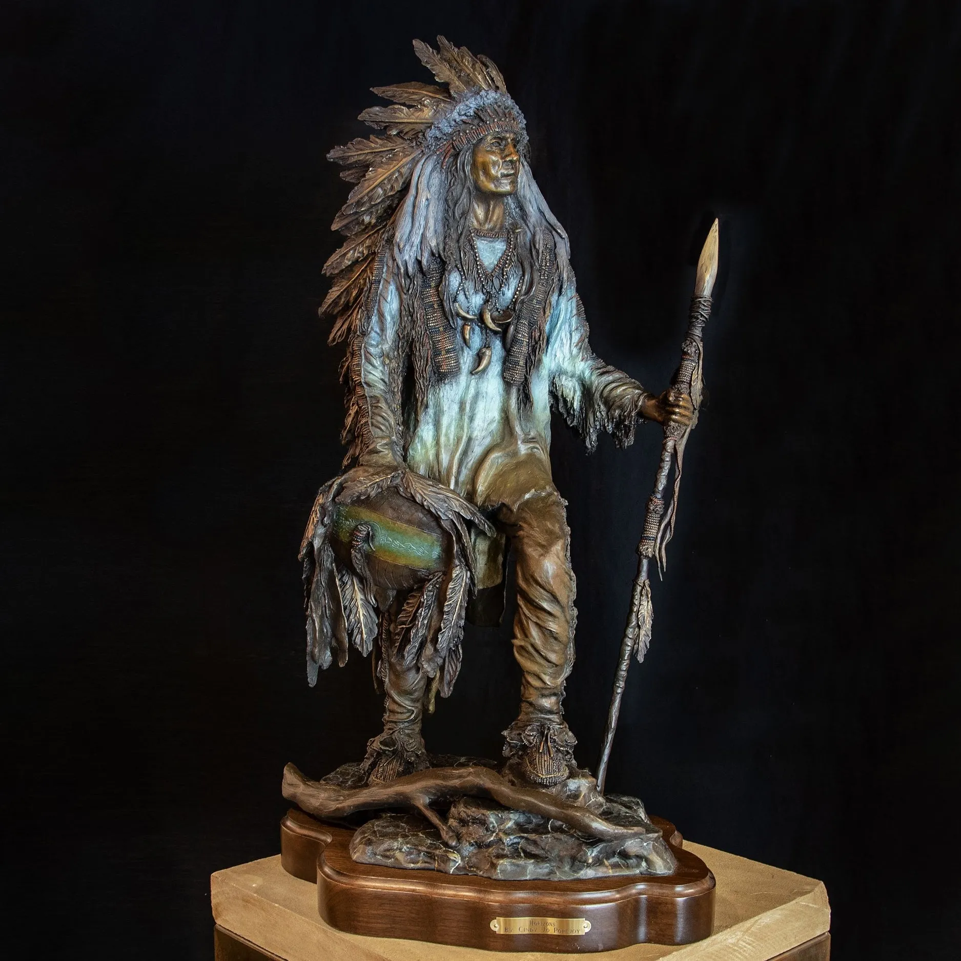 Horizons -- Native American Bronze Statue Portrayal by Cindy Jo Popejoy