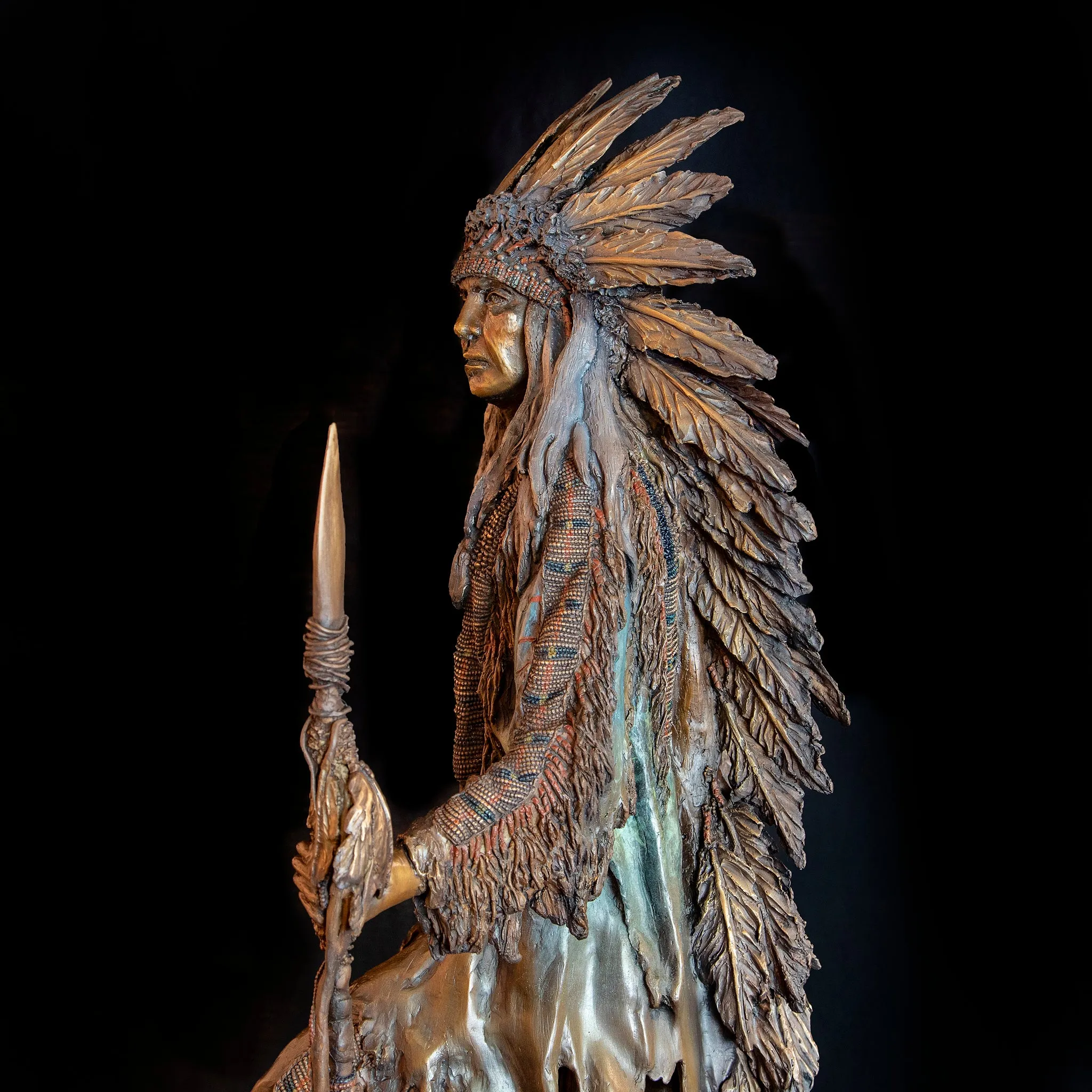 Horizons -- Native American Bronze Statue Portrayal by Cindy Jo Popejoy