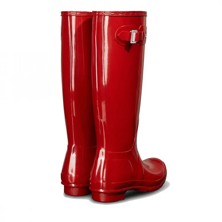 Hunter Women's Original Tall Gloss Wellington Boots in Red