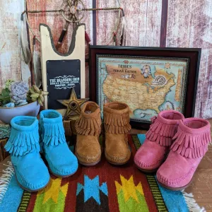 Infant & Kids' Moccasins with "Double Fringe" Side Zip Boot by Minnetonka