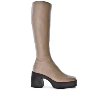 Izumi Sand Stretch Leather Chunky Boots