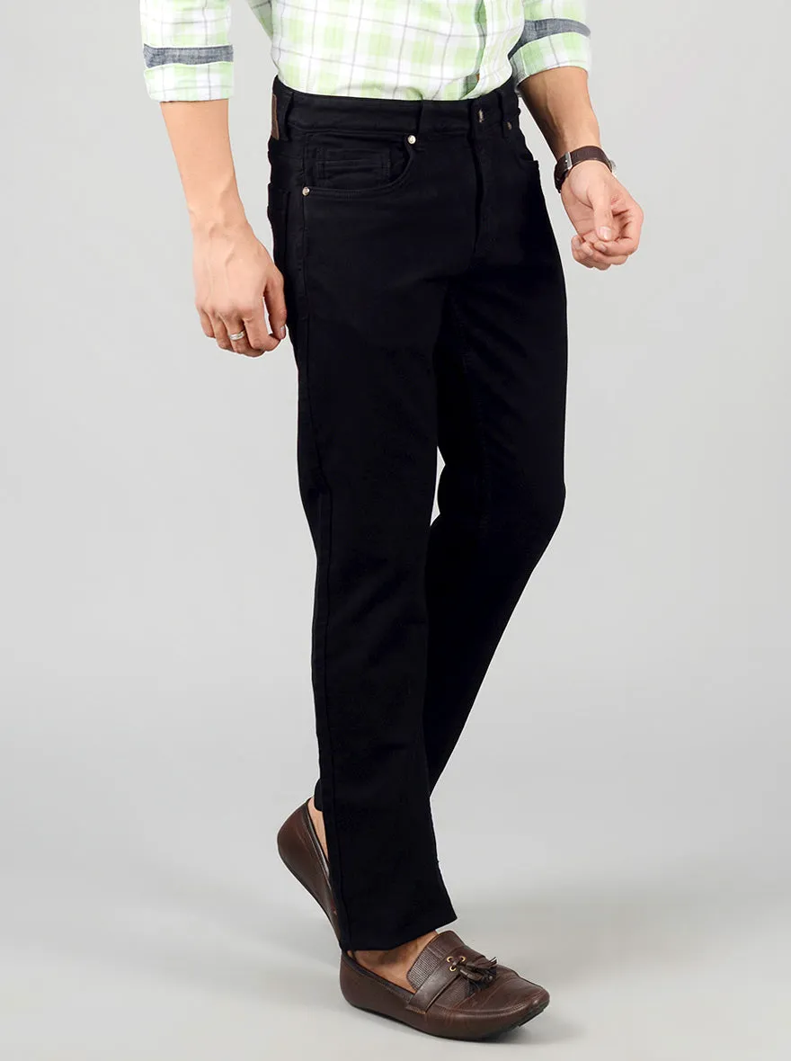 Jet Black Solid Straight Fit Jeans | Greenfibre