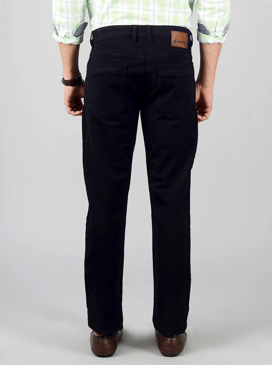 Jet Black Solid Straight Fit Jeans | Greenfibre