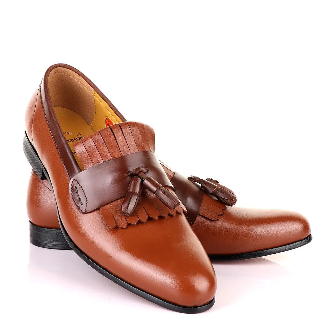 John Mendson Brown Leather Tassel Loafers