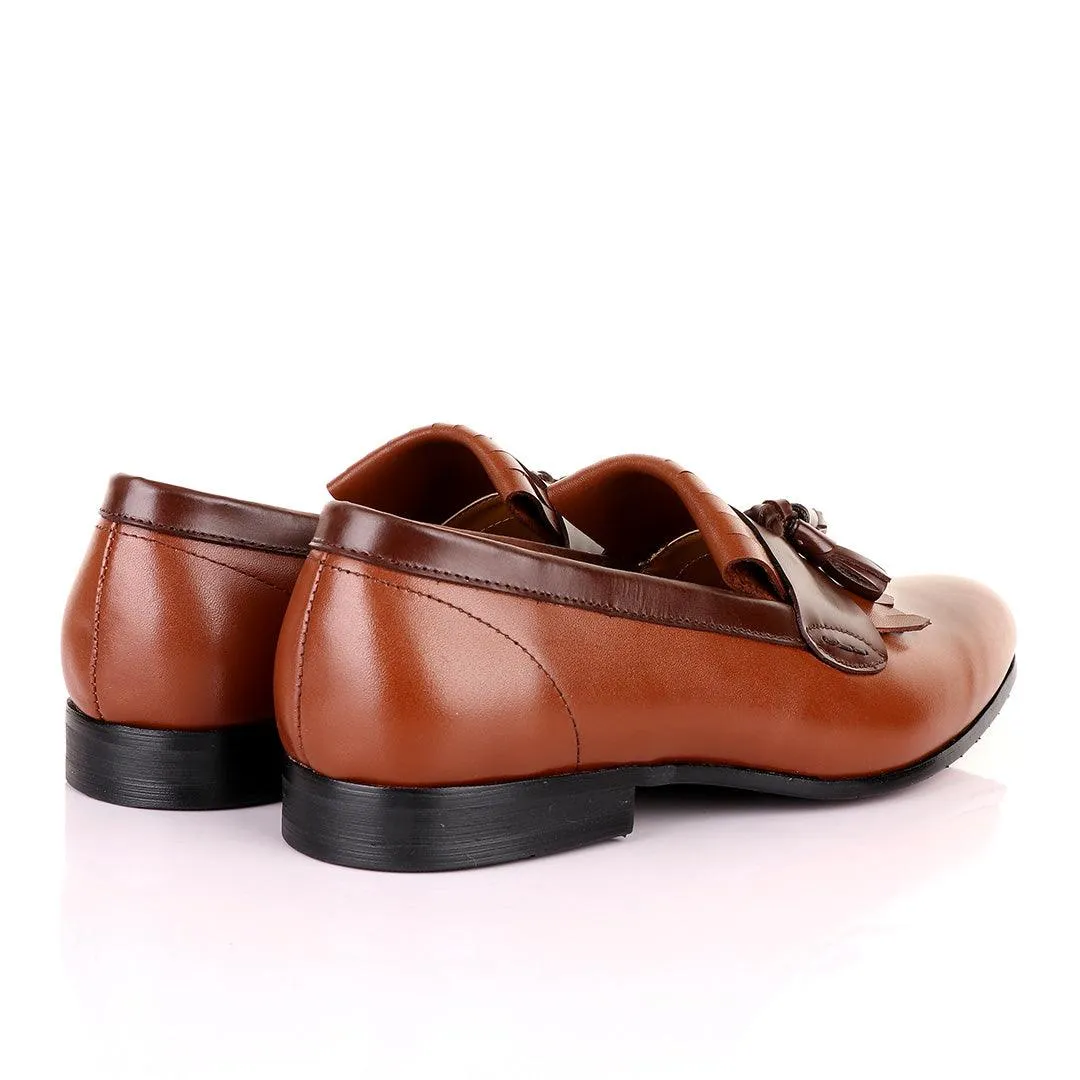 John Mendson Brown Leather Tassel Loafers