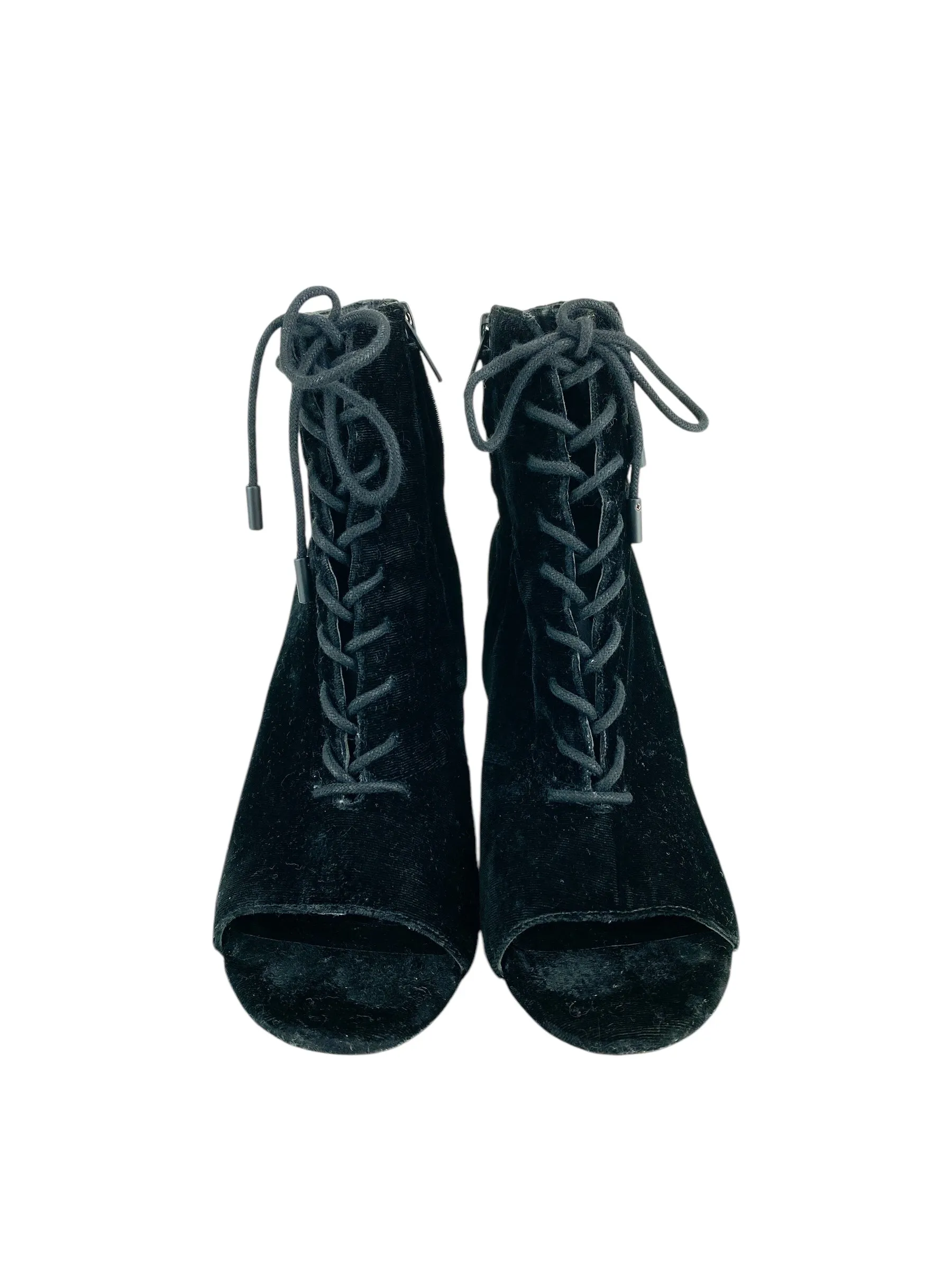 Joie Women's Lace-Up Velvet Boots Black Size 37 (EU) 7 (US)