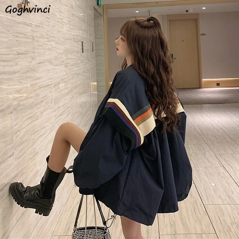 Joskaa Basic Jackets Autumn Oversize Patchwork Korean Style Zipper Loose Streetwear Bf Ulzzang Harajuku Retro Outwear Students Chic New