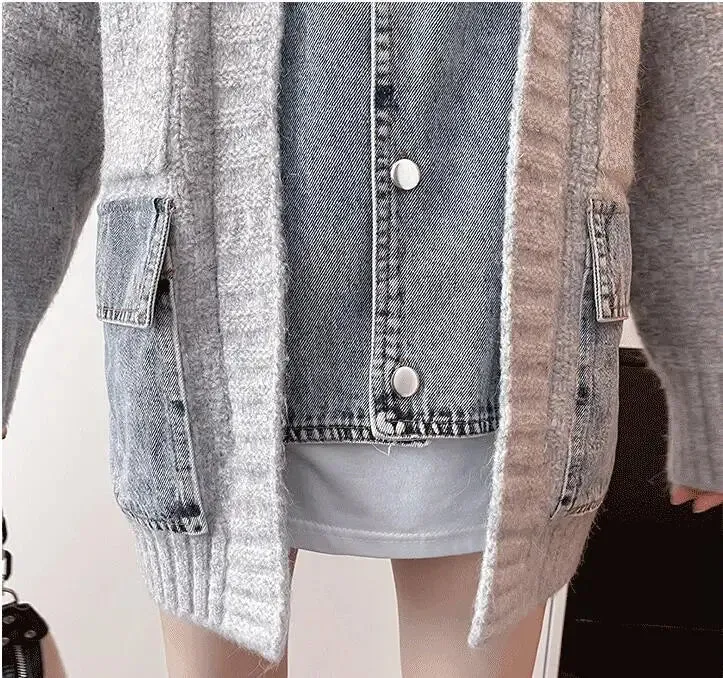 JOSKAA New Denim Blouse Clothes Autumn Long Sleeve Shirt Casual Cardigan Outwear Coat