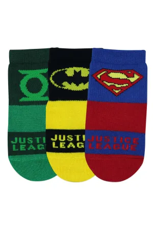 Justice League By Balenzia High Ankle Socks for Kids with Anti-Skid Silicone Technology (Pack Of 3 Pairs/1U)(1-2 Years)(2-3 Years)Superman, Batman, Green Lantern