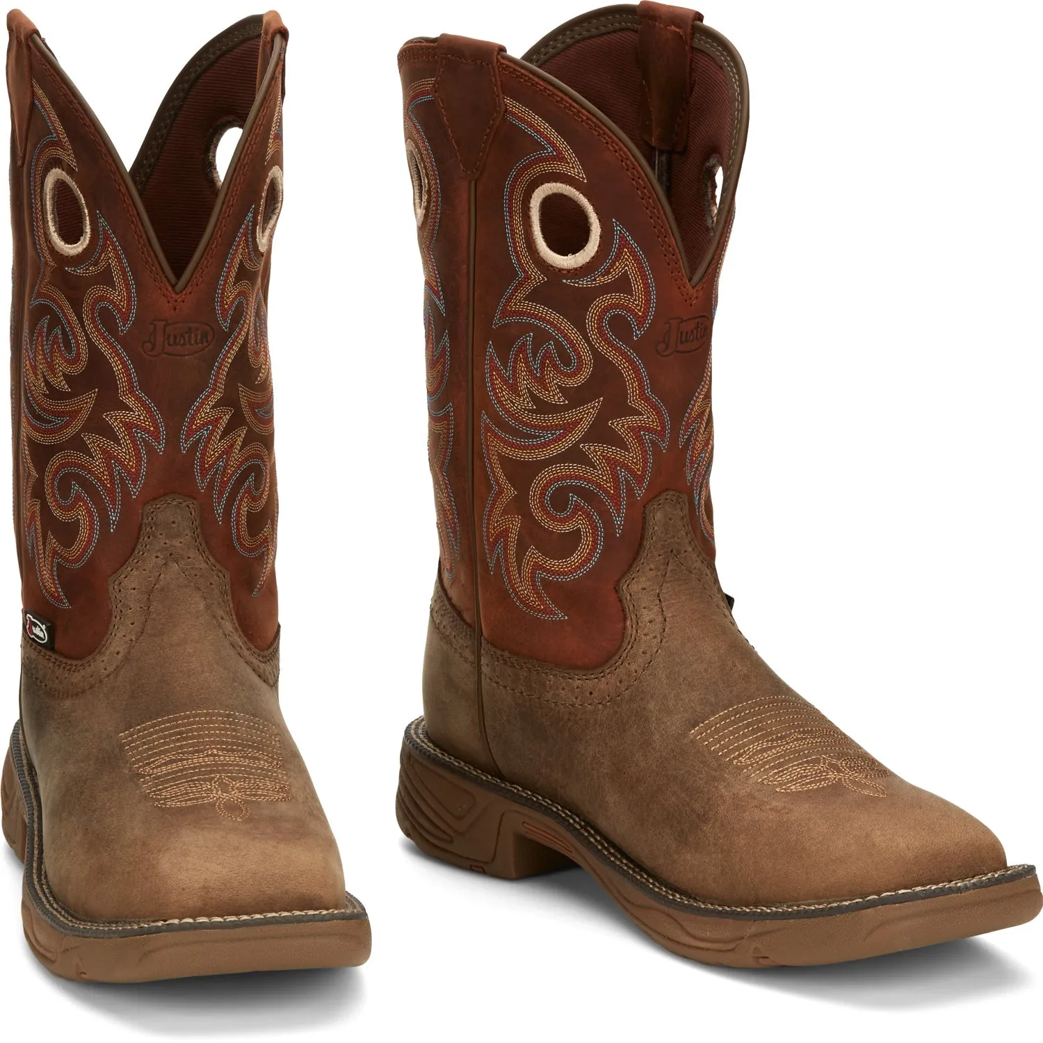 Justin 11in Mens Bronze Orange Rush Leather Cowboy Boots