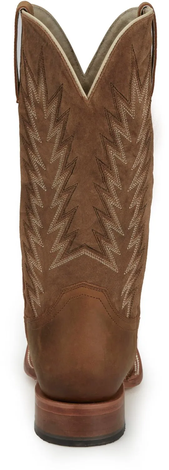 Justin Mens Hombre Clay Brown Suede Cowboy Boots