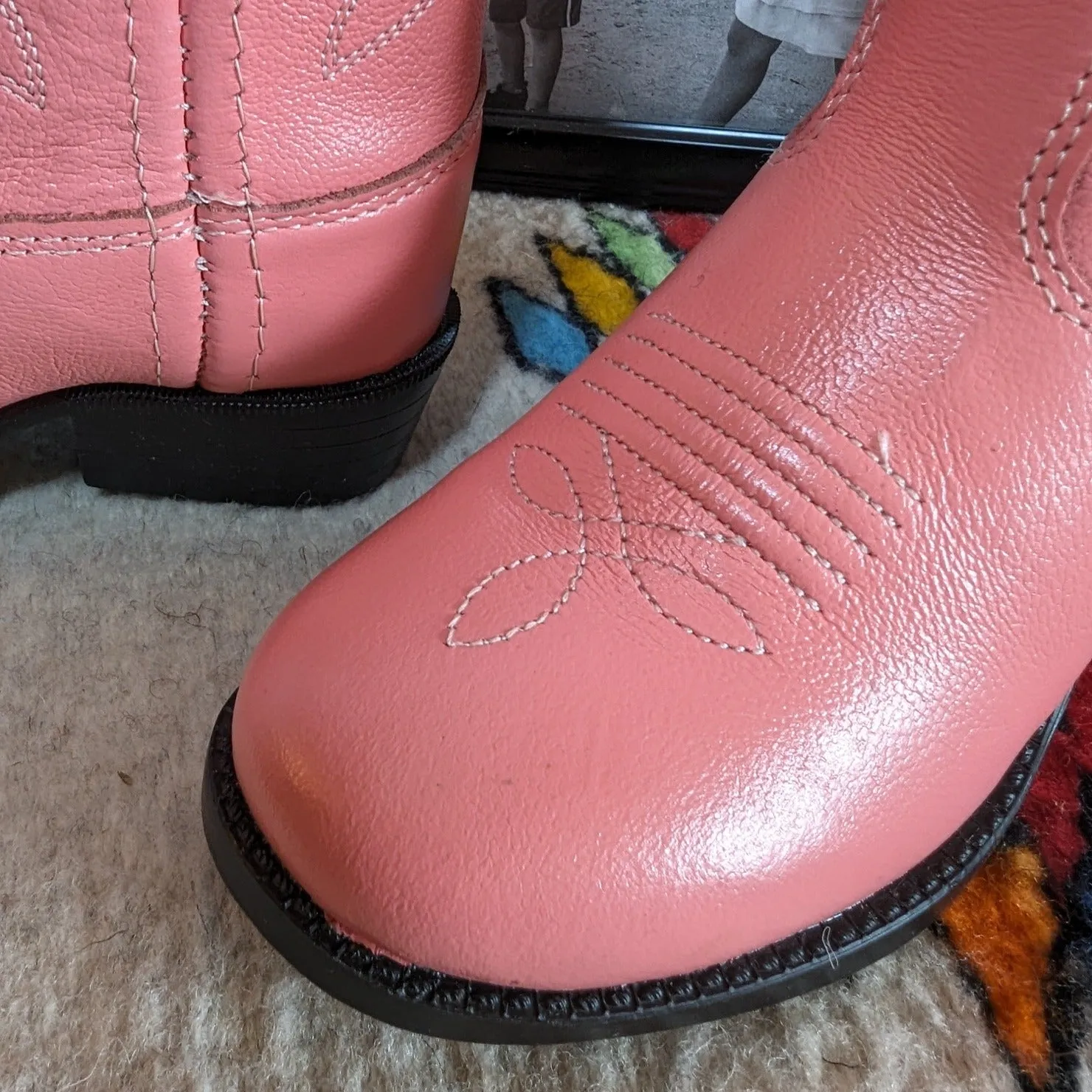 Kids' Toddler Leather Boots "Pink" sizes 4-9 by Old West 3119