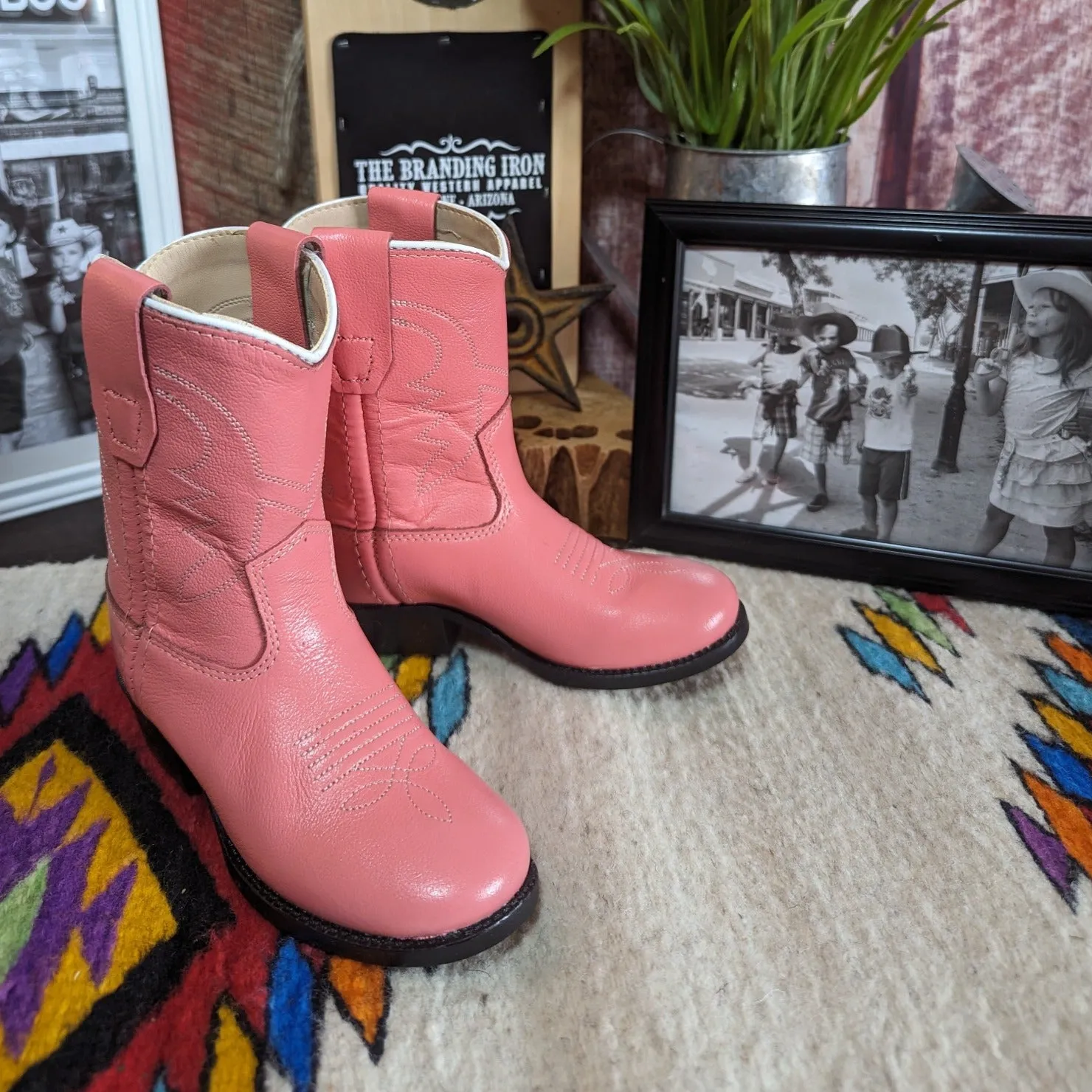 Kids' Toddler Leather Boots "Pink" sizes 4-9 by Old West 3119