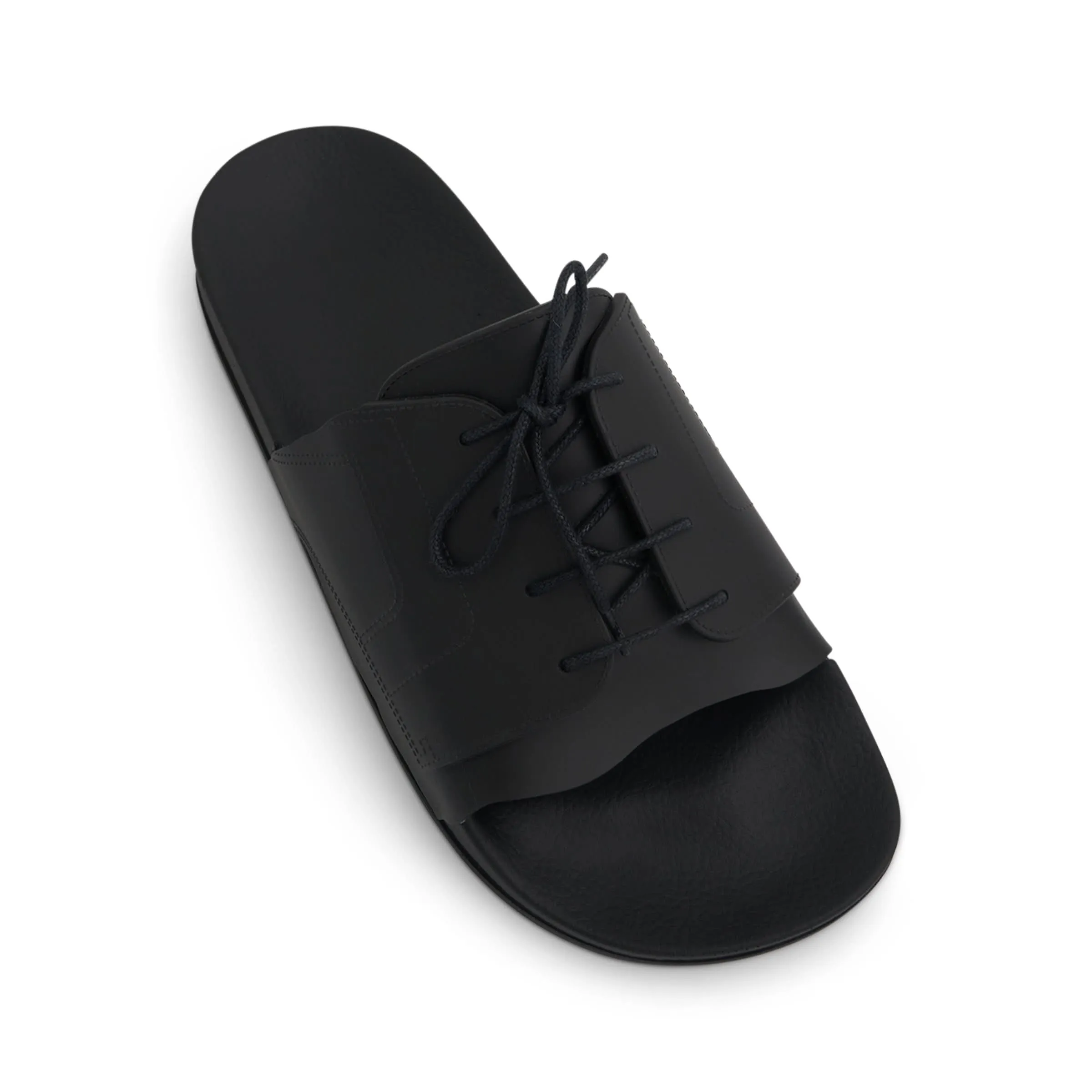 Lace Up Pool Slides in Black