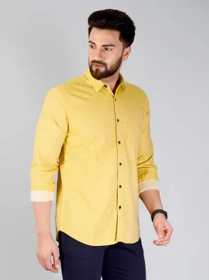 Lemon Yellow Solid Slim Fit Casual Shirt | JadeBlue