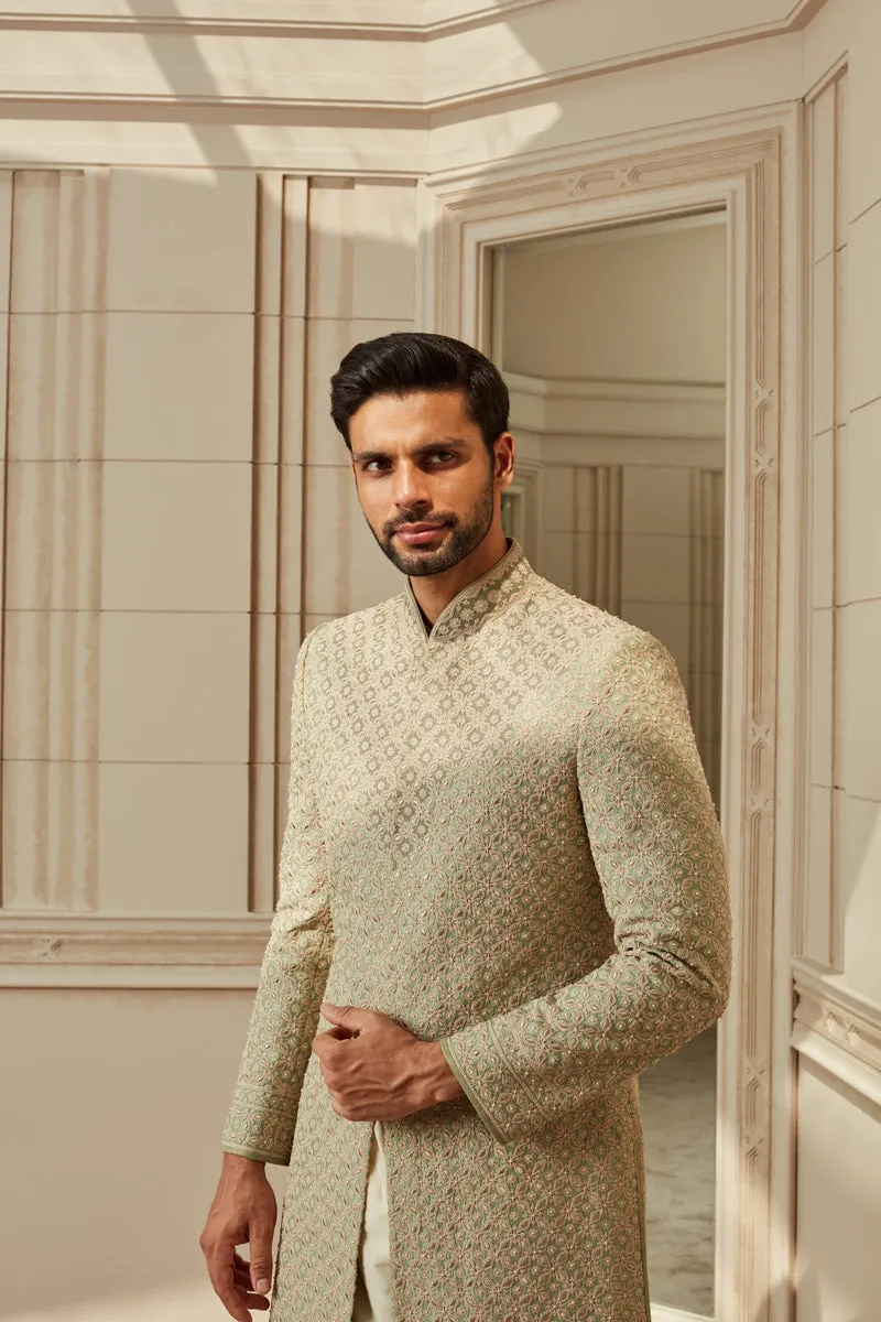 Light Green Embroidered Sherwani