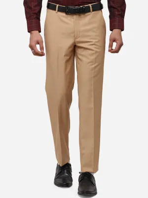 Light Khaki Slim Fit Solid Formal Trouser | JB Studio