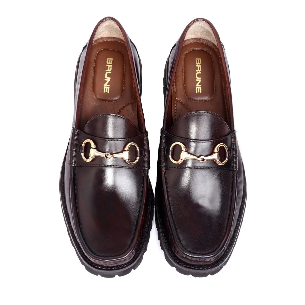 Light Weight Chunky Sole Loafer in Dark Brown Leather