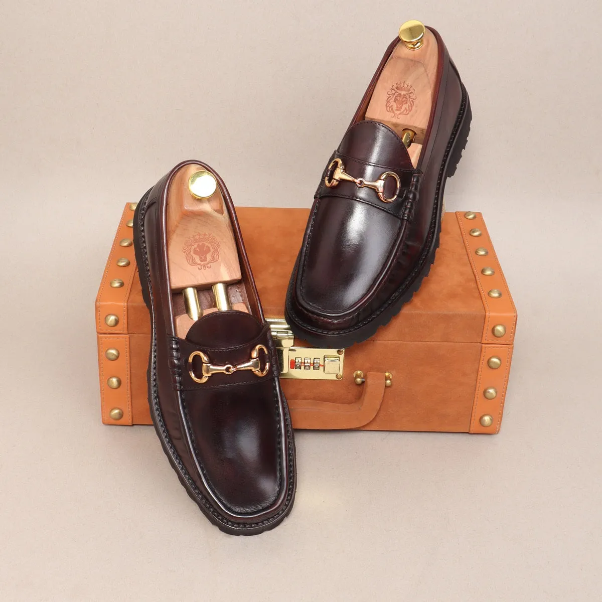 Light Weight Chunky Sole Loafer in Dark Brown Leather