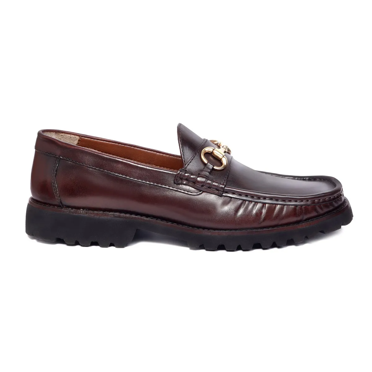 Light Weight Chunky Sole Loafer in Dark Brown Leather