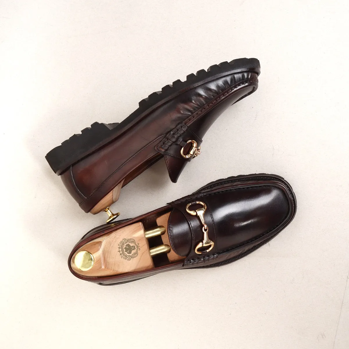 Light Weight Chunky Sole Loafer in Dark Brown Leather