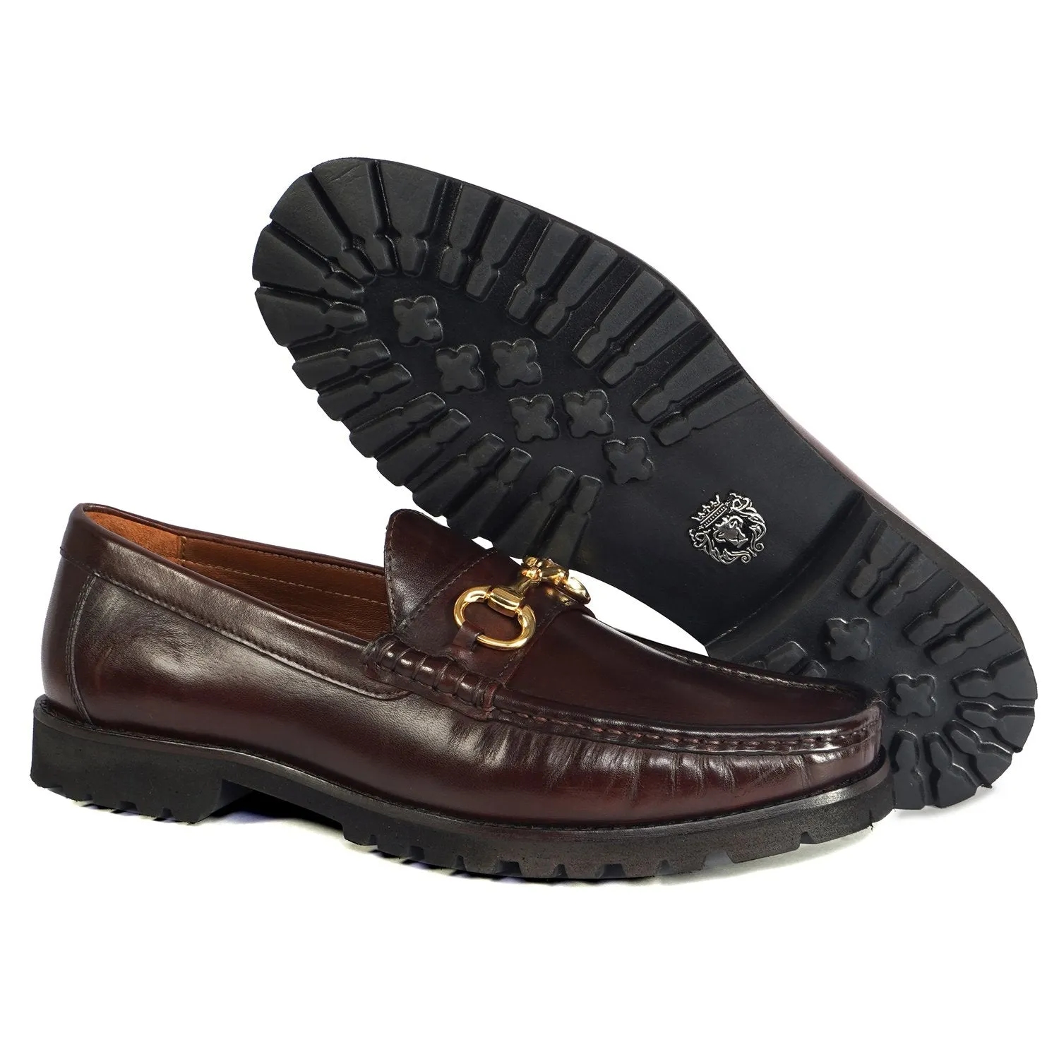 Light Weight Chunky Sole Loafer in Dark Brown Leather