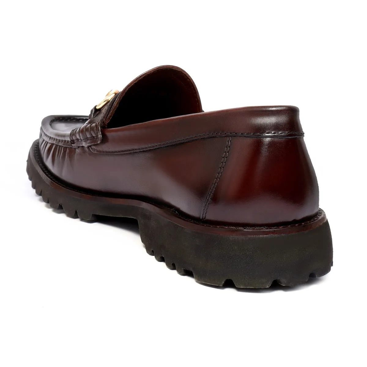 Light Weight Chunky Sole Loafer in Dark Brown Leather