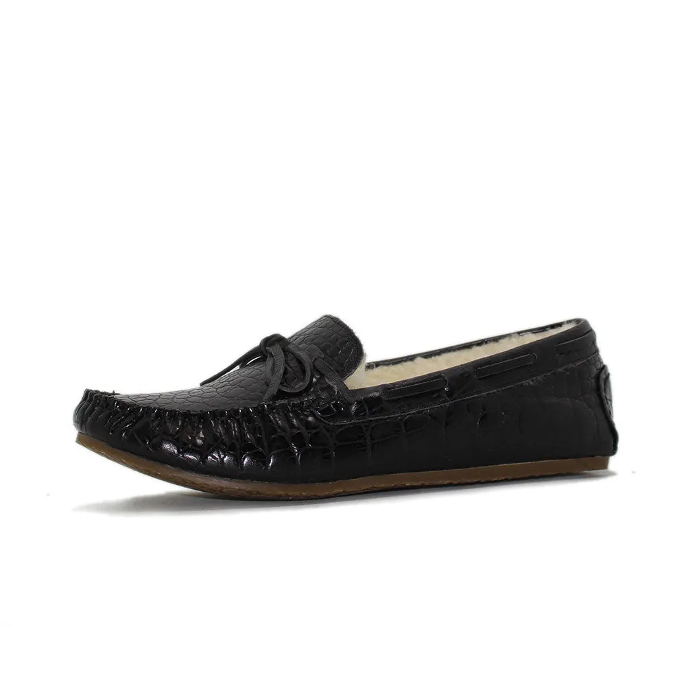 Lori Leather Moccasin - Black