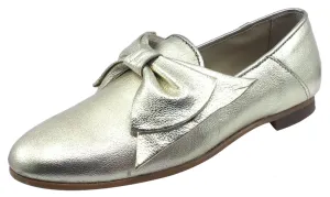 Luccini Bow Slip-On Smoking Loafer, Platino