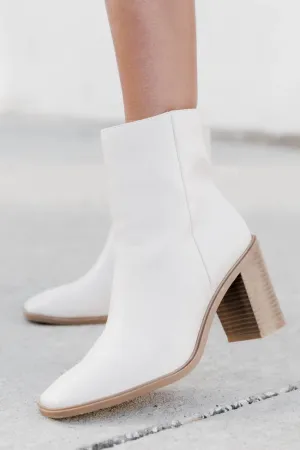 Lyla Cream Classic Square Toe Booties FINAL SALE